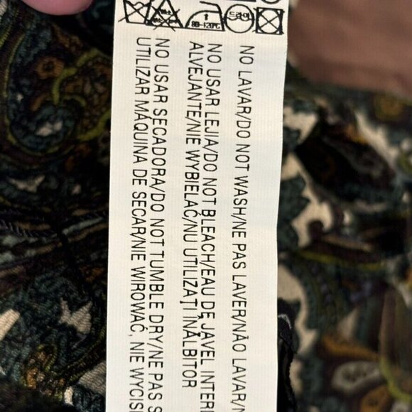 Zara Women's Pull on Green Paisley Pleated Pants Size XS Bohemian Straight Leg - Picture 14 of 14